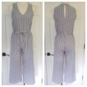 Anthropologie DREW Striped Cropped Jumpsuit
